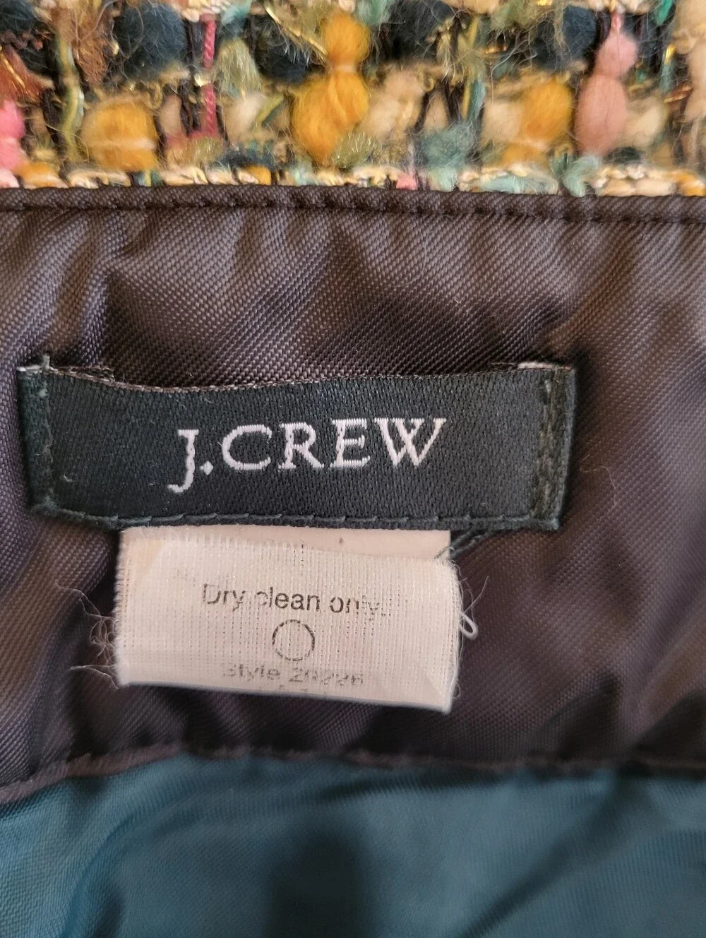 J. Crew Green, Gold & Cream Metallic Tweed Mini Skirt Size 4
